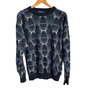 Vintage Essex Geometric Sweater Size LARGE 90s Cozy Pullover Coogi Style